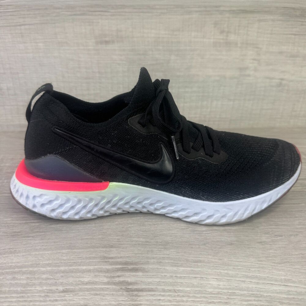 Nike Epic React Flyknit 2 BQ8927-003 Women's 10 Running Shoes Black Pink Sneaker